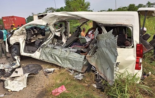 The bus in the Hohoe-Jasikan road accident