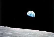 The iconic “Earthrise” image of Earth appearing over the Moon’s horizon as seen from the Apollo 8 spacecraft, taken during a live broadcast with NASA astronauts from the lunar orbit on Christmas Eve, Dec. 24, 1968. Credits: NASA