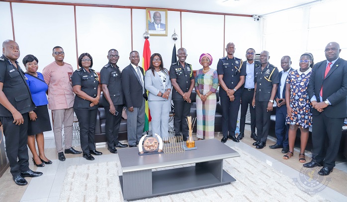 Dr Akuffo Dampare(middle)andCOP Addo-Danquah(seventh from left) with them are senior police officers and officials of EOCO