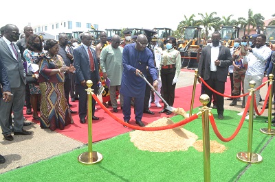 Vice President, Dr Mahamudu Bawumia (with shovel) cutting the sod for the construction of an Office Complex Photo Victor A. Buxton