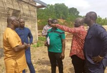 Dr Dasmanibriefing the Vice Chairman of the Committee, Mr Elvis Morris Donkor and other members. Pics 2,3, 4, 6 show the FGR temporary site being prepared for the Appiatse victims.