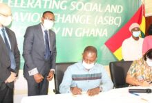 Dr Patrick Kuma-Aboagye (seated third from left),Dr Zohra Balsara (seated right) signing the MoU. Photo. Ebo Gorman