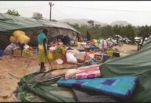 showing tents collapsed tents .pics 6,78. Heavy rains exposing belongings of Appiatse community. victims stranded as rainstorm blew their belongings. Pic 4 Mr Afful