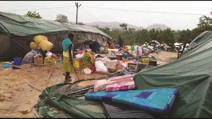 showing tents collapsed tents .pics 6,78. Heavy rains exposing belongings of Appiatse community. victims stranded as rainstorm blew their belongings. Pic 4 Mr Afful
