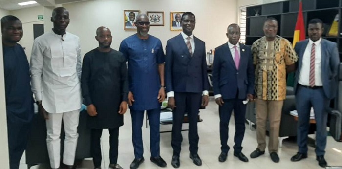 Dr Yaw Osei Adutwum (fourth from right) with delegation