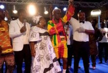 Takyi (second from right) flanked by officials and family as the victory on Saturday
