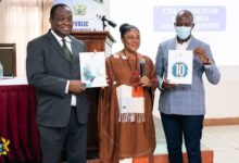 Prof Adom-Frimpong (left) and other dignitaries launching the report
