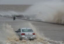 Seaside roads were flooded in Uruguay's capital, Montevideo
