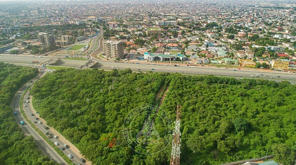 Aerial view of a portion of the Achimota Forest