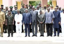 Mr. Dominic Aduna Bingab Nitiwul (fifth from left) and Vice Admiral Seth Amoama (third from left) with other ECOWAS chiefs of Defence staff. Photo. Geoffrey Buta