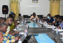 Dr Kodjo Essein Mensah- Abrampa addressing stakeholders at the meeting,,,,