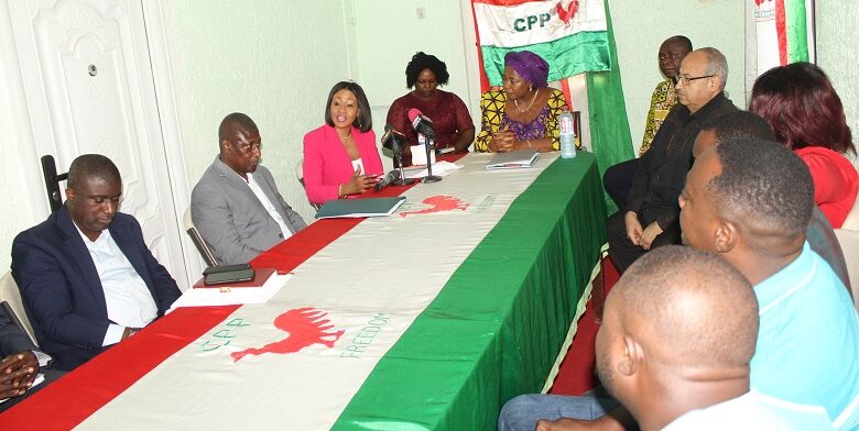 Mrs Jean Mensa (behind mic) addressing the CPP party executives. Photo. Ebo Gorman