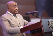 President Akufo-Addo (inset) addressing the conference at UPSA