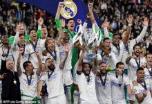 Real Madrid players celebrate the Champions League triumph