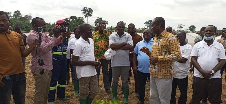 Mr Aidoo in discussions with experts at the site