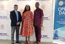 Mr Poovan (left) with Grace Awotwe, Chief Financial Officer of the Bank Hospital (middle) and William Y. Ansah, Chief Executive of Origin8
