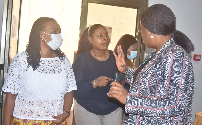 Mrs Sheila Minkah-Premo (right) interacting with some of the participants Photo Michael Ayeh