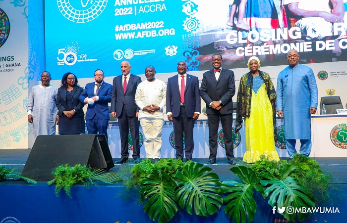 Vice President, Dr Bawumia (fourth from right),Mr Ken Ofori-Atta(fifth from left) and Dr Adesina (third from right) with some dignitaries at the closing ceremony