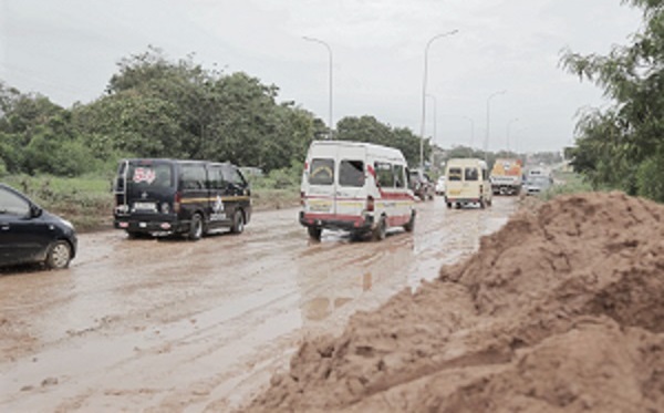 The muddy state of the Kasoa-Accra road after the rains