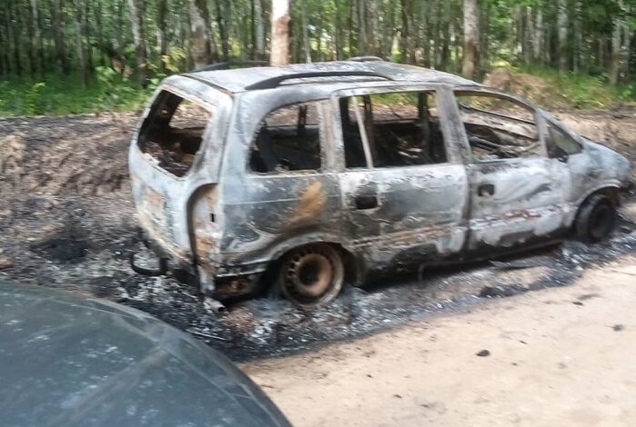 he burnt vehicle on Egyambra road