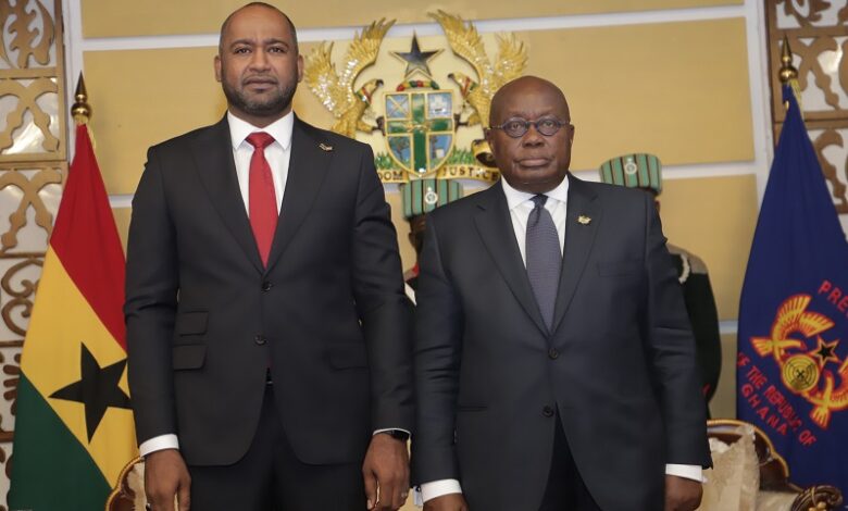 President Akufo-Addo (right) with Mr Khamees Barkah Abraheem Hassan, Libya Ambassador to Ghana