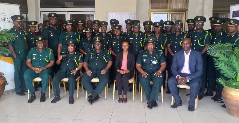 Mr Laud AkwasiAffrifah (third from left) with regional commanders, department heads, consultants and experts