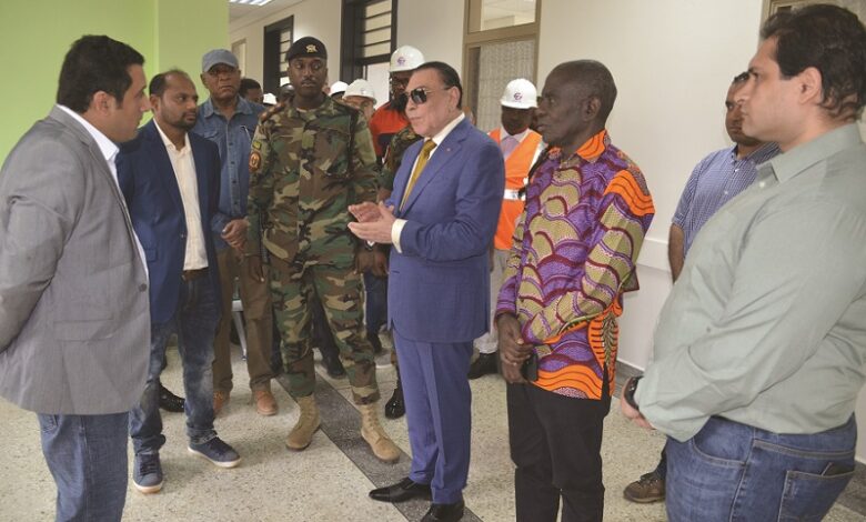 Dr Said Deraz (third from right) interacting with Mr Abou Shamaa (left) with them are Brig. Gen. P.K. Ayibor (fourth from right) and other officials of Euroget during the tour of the hospital.