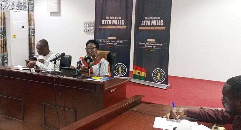 • Prof. Edu-Buandoh (right) addressing the media. With her is Prof. George K. T. Oduro