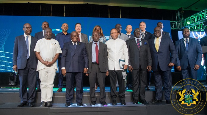 Nana Addo Dankwa Akufo-Addo with the officials after the launch of the Development Bank Ghana