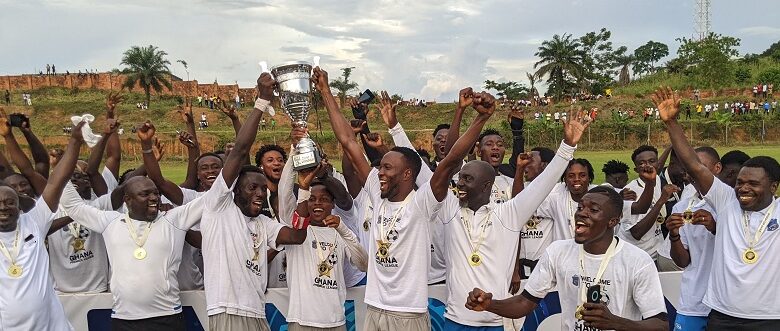 Players of Kotoku Royals celebrate after their coronation