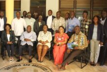 COP Maame Yaa Tiwaa Addo-Danquah(seated middle)with executives of GUTA and staff of EOCO Photo Anita Nyarko-Yirenkyi