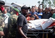 The body of the soldier was brought back into DR Congo from across the border