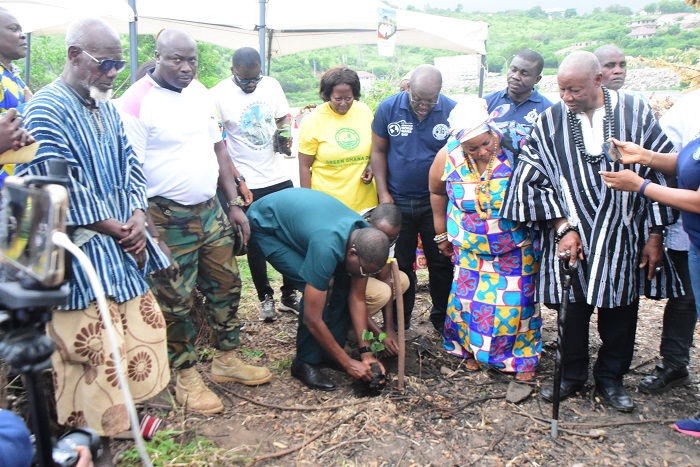 Dr Clifford Braimah, MD, Ghana Water Company planting a tree at the Weija Dam Site to mark the Green Ghana Day Photo Seth Osabukle