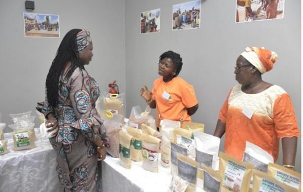 Some of the beneficiary women displaying their products
