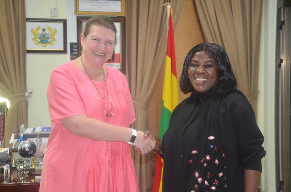 Ms Kati Csaba the High Commissioner of canada exchanging pleasantries with Ms Cecilia Daapah after their discussion. Photo. Vincent Dzatse