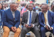 Dr Ben Asante(left)interacting with Dr Mohammed Amin Adam(middle) and William Owuraku Aidoo at the event