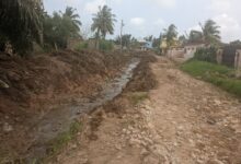 Open drains constructed at Awoshie A-Lang (near Mary Lucy Hospital) by the Ga Central Municipal Assembly in the Greater Accra Region