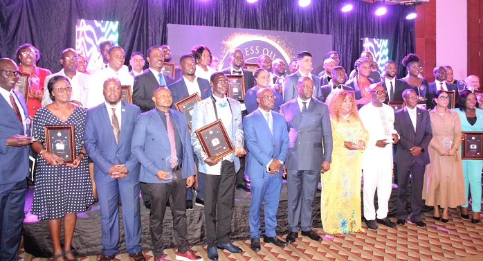 Prof. Samuel Ato Duncan (fifth from left) with other award winners. Photo. Ebo Gorman.