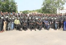 • DCOP Fosu-Agyeman (seated middle) with the riders and dignitaries after the launch Photo: Anita Nyarko-Yirenkyi