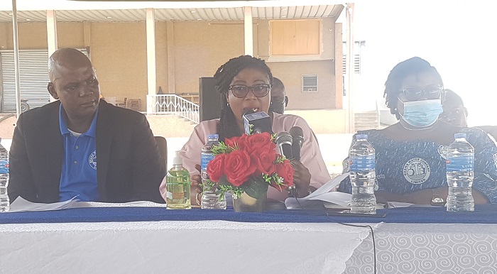 • Inset; Ms Salomey Tom (middle) addressing the residents at the durbar