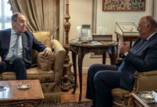 • Egyptian Foreign Minister Sameh Shokry (R) met Sergei Lavrov on Sunday