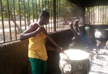 Dining Hall Prefect for ZAMSTECH, Solomon Akapanga, leading by example as he steers Tuo-Zaafi (TZ) in the kitchen