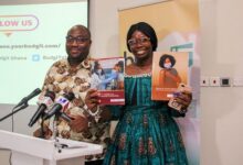 • Mr Ankrah (left) is joined by Communication Lead of BugdiT Ghana, Jennifer Moffat, to launch the report