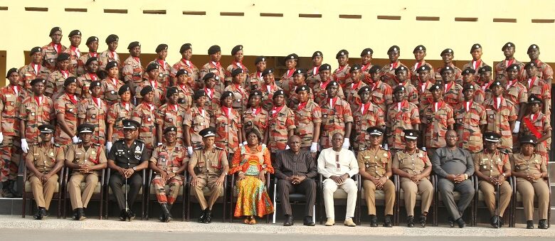 • Mr Ambrose Dery (seated middle) with the personnel and other dignitaries Photo Anita Nyarko-Yirenkyi