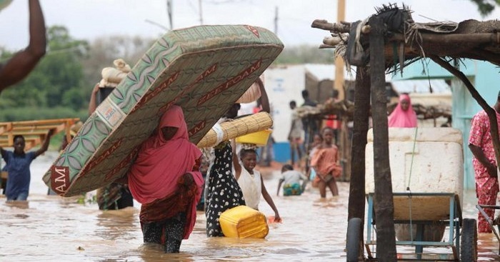 • Some of the displaced people affected by the flooding