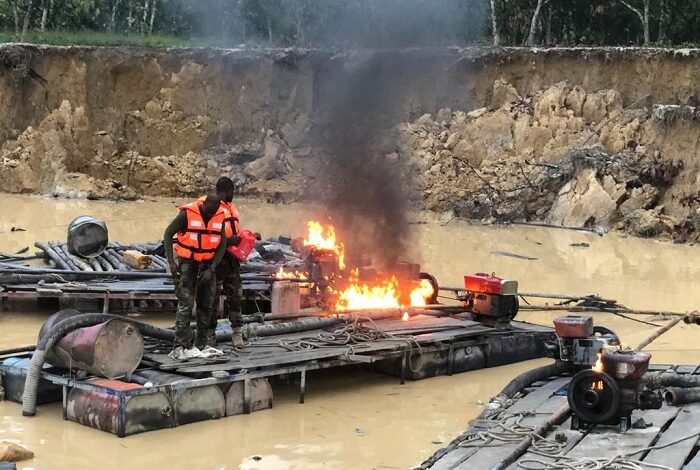 • Illegal mining site on River Offin being cleared by personnel of Operation Halt II