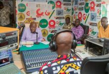 • President Akufo-Addo(with mic) responding to questions during the interview