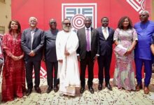 • Dr Bawumia (fifth from right) with Prof McBagonluri (second from right) and other dignitaries after the programme
