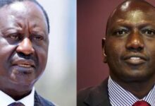 • Raila Odinga (left) and William Ruto