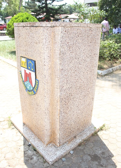• The concrete stand of Mensah Sarbah bust removed